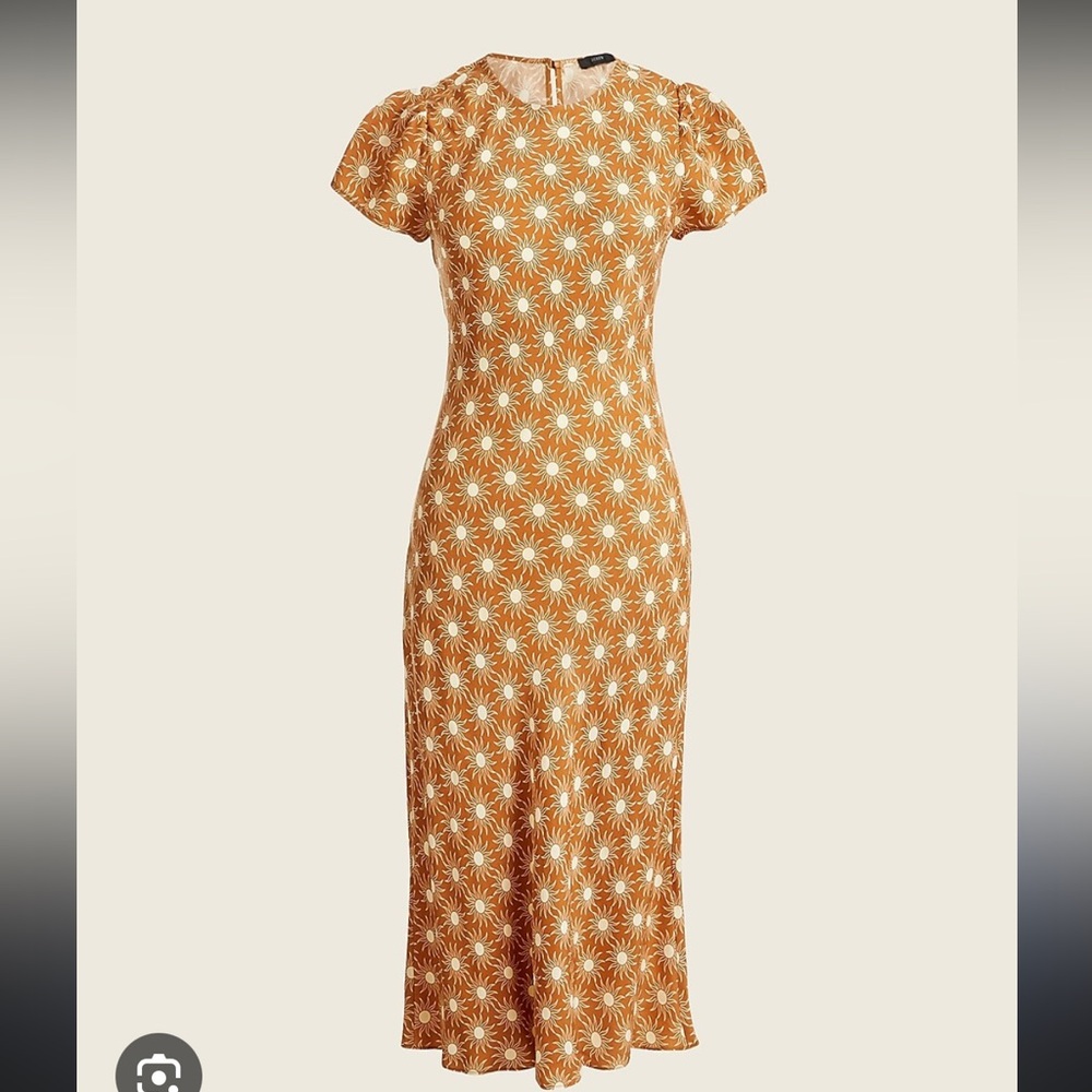 J Crew Eco Cupro Midi T-shirt Dress in Sunburst- Burnt Carmel- Size 2